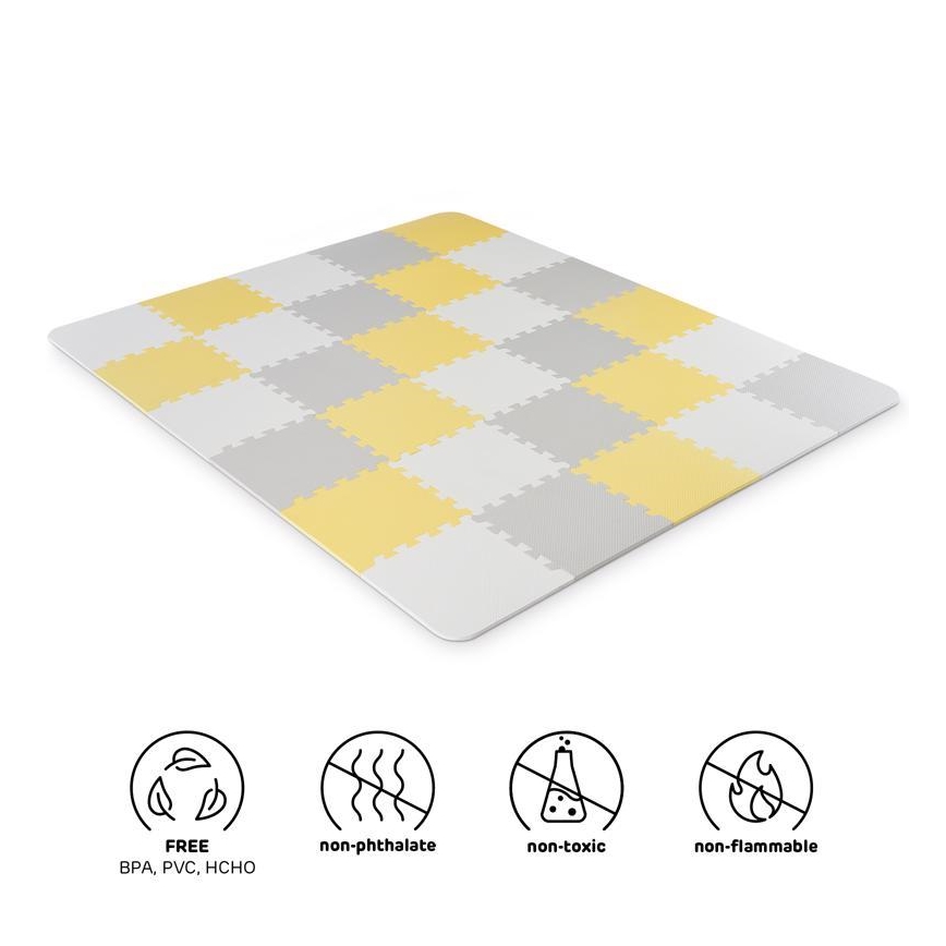 KINDERKRAFT - Skumgummipussel LUNO 30 delar grå/gul