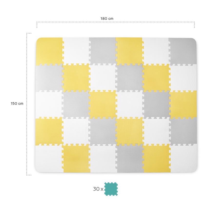 KINDERKRAFT - Skumgummipussel LUNO 30 delar grå/gul