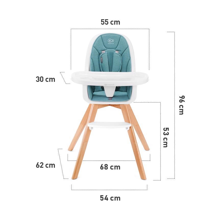 KINDERKRAFT - Matstol 2i1 TIXI grå