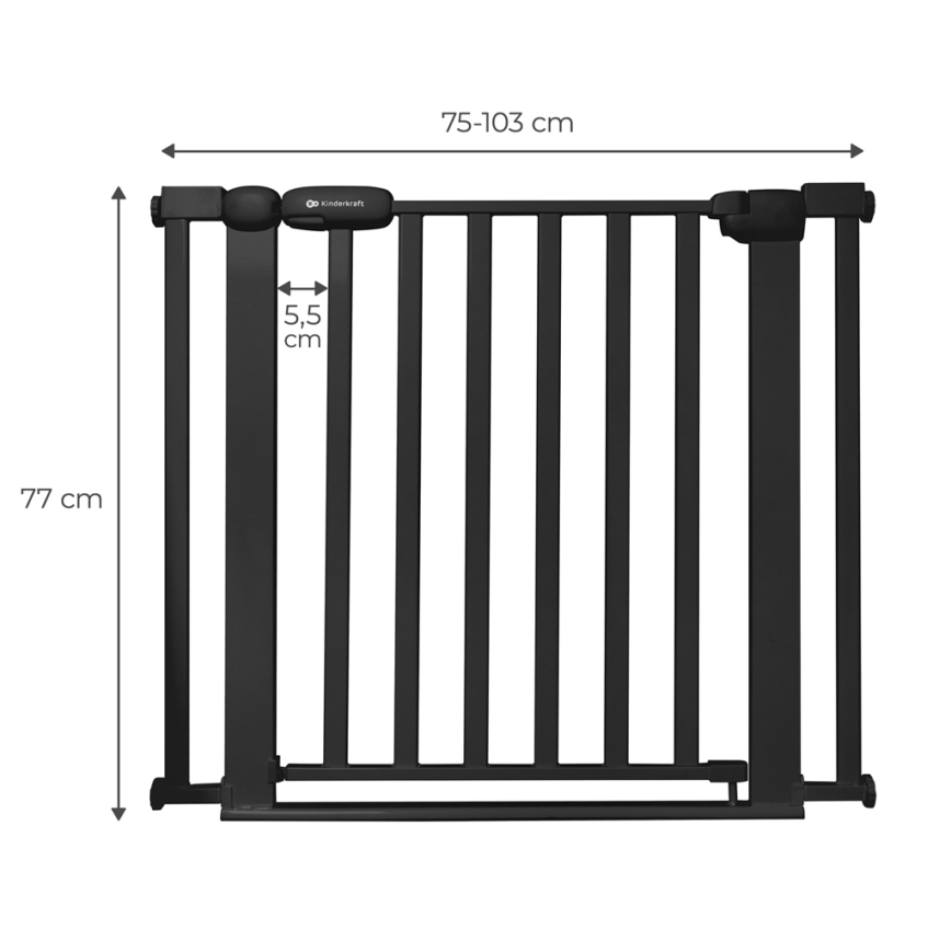 KINDERKRAFT - Säkerhetsbarriär LOCK&GO 75-103 cm svart