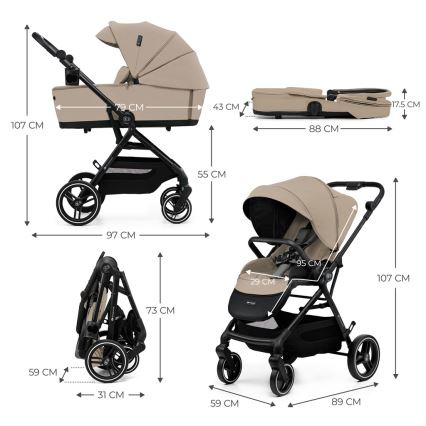 KINDERKRAFT SELECT - Kombinerad barnvagn 2-i-1 YOXI Sand beige