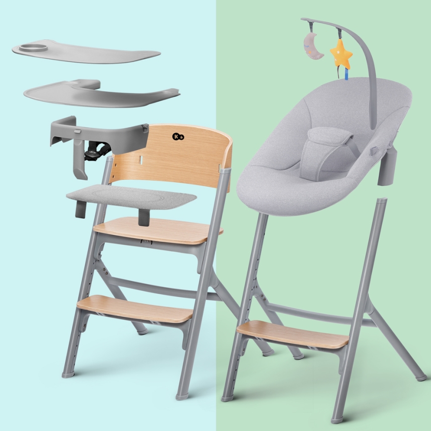 KINDERKRAFT SELECT - Barnmatstol 3 i 1 LIVY Premium ek + babysitter CALMEE