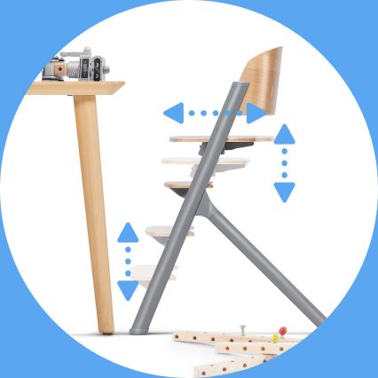 KINDERKRAFT SELECT - Barnmatstol 3 i 1 LIVY Premium ek + babysitter CALMEE