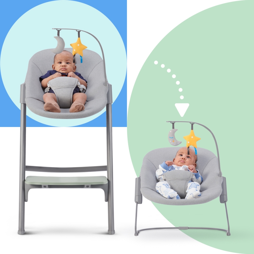 KINDERKRAFT SELECT - Barnmatstol 3-i-1 LIVY Premium Aster pink + babysitter CALMEE