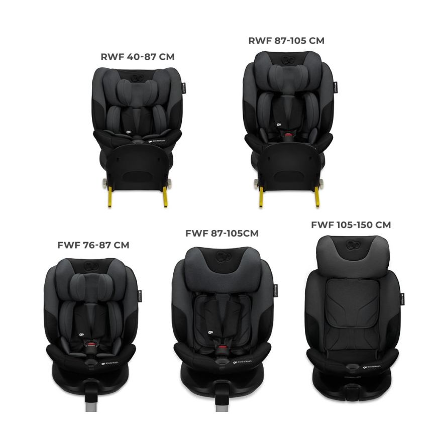 KINDERKRAFT SELECT - Bilbarnstol I-FIX (40-150 cm) Grafit/svart