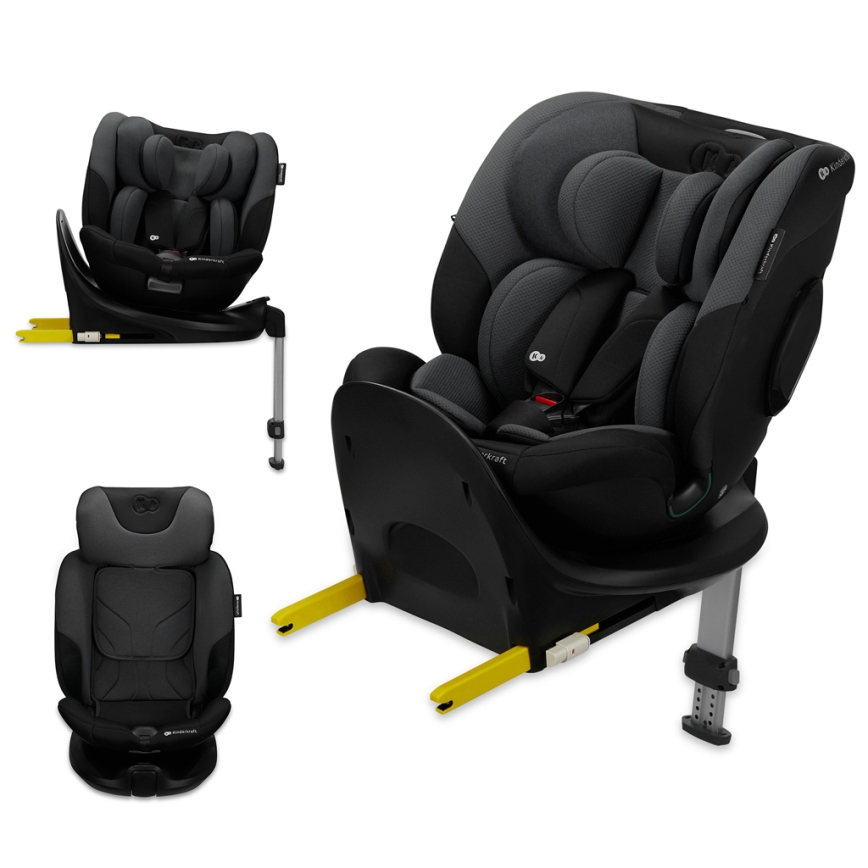 KINDERKRAFT SELECT - Bilbarnstol med vridbar bas I-FIX (40-150 cm) Grafitsvart