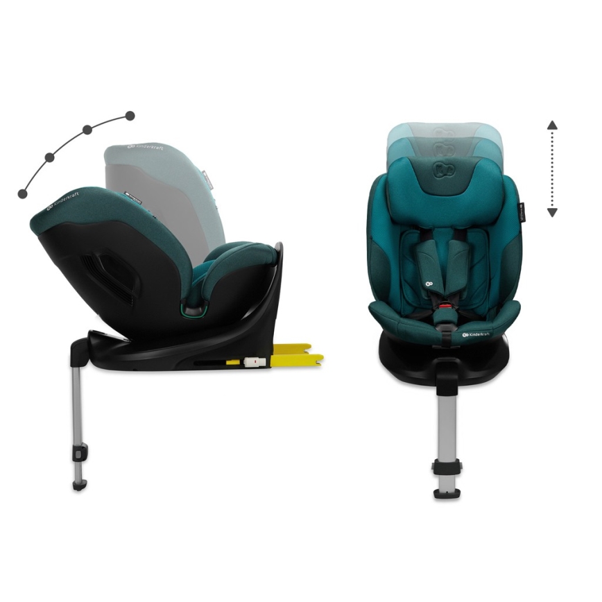 KINDERKRAFT SELECT - Bilbarnstol med roterbar I-FIX-bas (40-150 cm) Harborblå