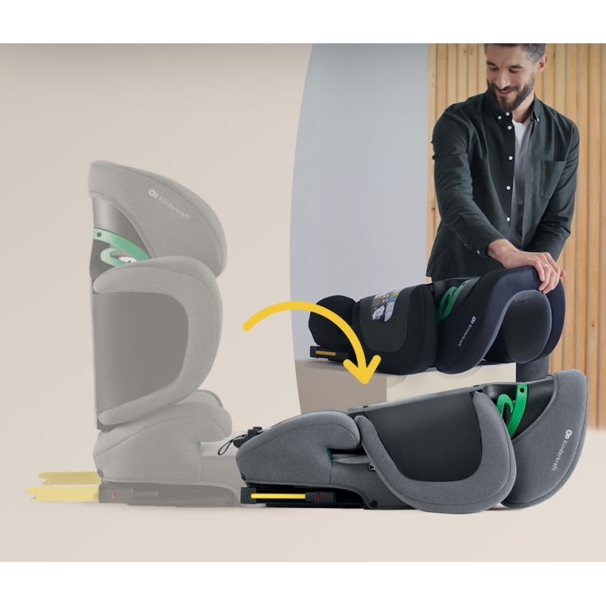 KINDERKRAFT SELECT - Bilbarnstol XPAND 2 i-Storlek (100-150 cm) Premium Raket grå