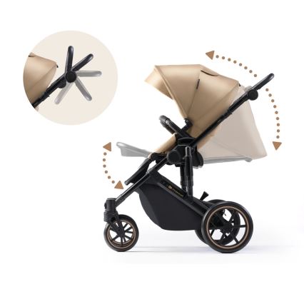 KINDERKRAFT SELECT - Kombinations barnvagn 3i1 PRIME 2 Premium Sandrose beige + bilstol
