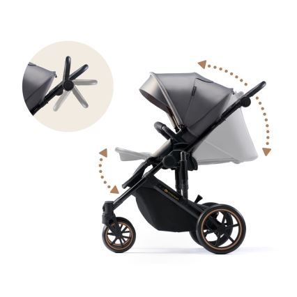 KINDERKRAFT SELECT - Kombinations barnvagn 3i1 PRIME 2 Premium Shadow grå + bilstol