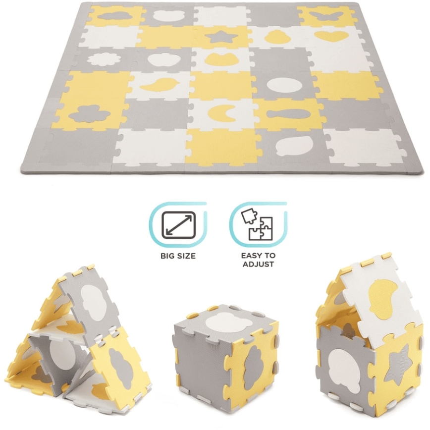 KINDERKRAFT - Skumpussel LUNO 30pcs grå/gul