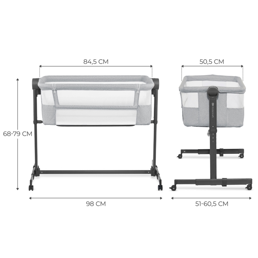 KINDERKRAFT - Spjälsäng NESTE UP2 ljusgrå