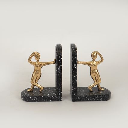 KIT 2x Bokstöd guld/svart