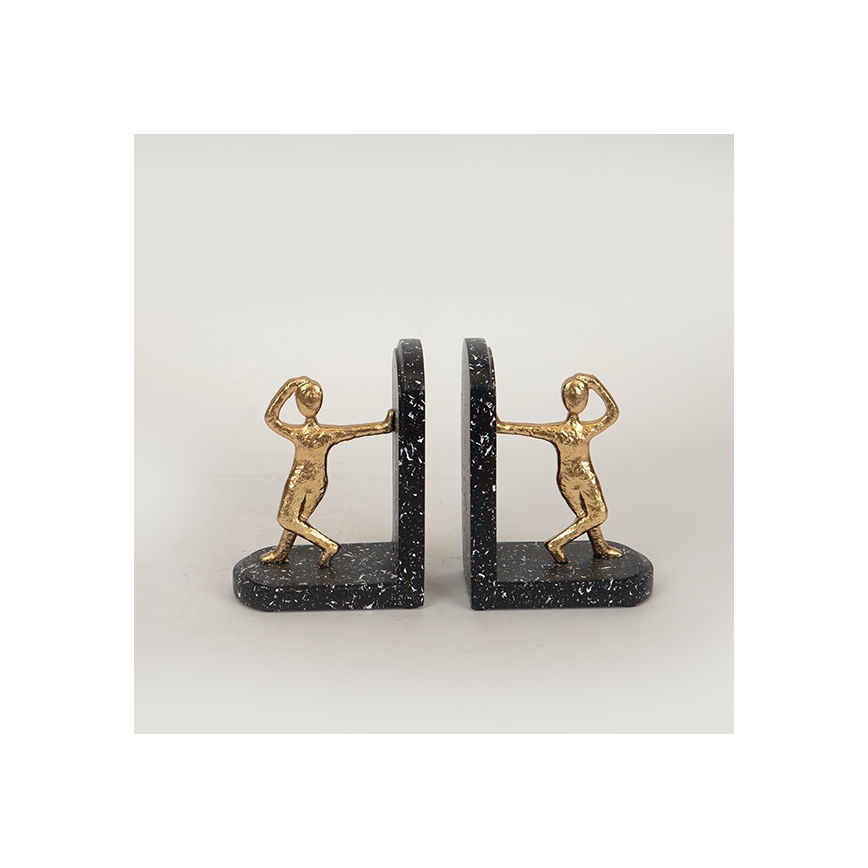 KIT 2x Bokstöd guld/svart