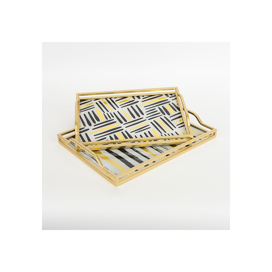 KIT 2x Dekorativt bricka 40x30/35x25 cm guld