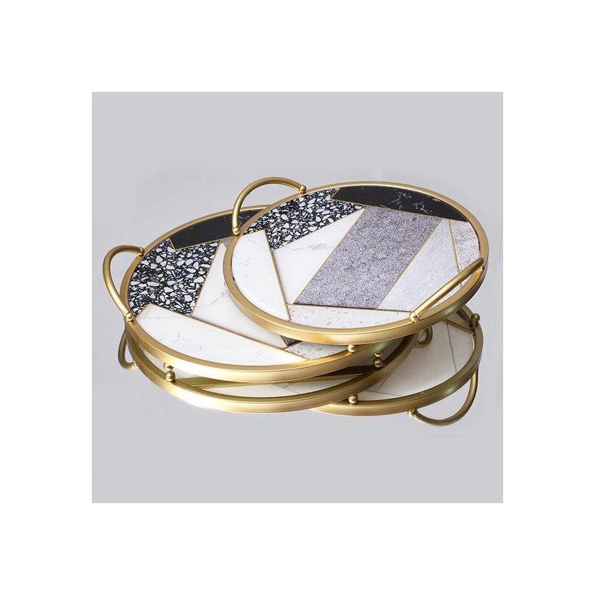 KIT 2x Dekorativt bricka diameter 35/30 cm guld