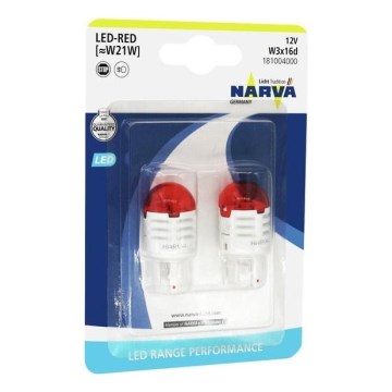 KIT 2x LED Bilglödlampa W21W W3x16d/1,75W/12V röd - Narva 18100RPNVAB2