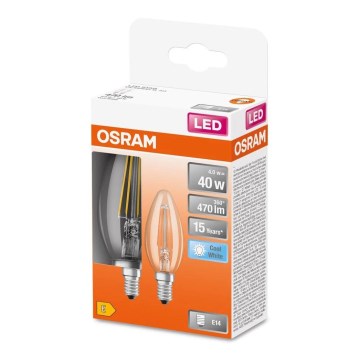 KIT 2x LED glödlampa FILAMENT B35 E14/4W/230V 4000K - Osram