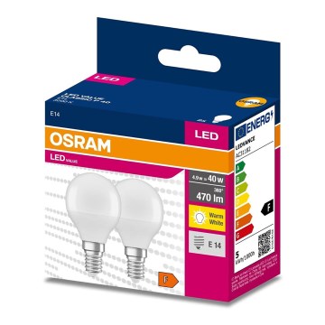 KIT 2x LED glödlampa P45 E14/4,9W/230V 3000K - Osram