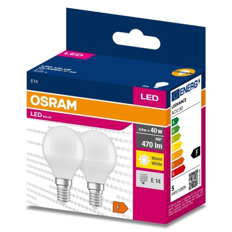 KIT 2x LED glödlampa P45 E14/4,9W/230V 3000K - Osram