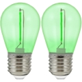 KIT 2x LED glödlampa PARTY E27/0,3W/36V grön