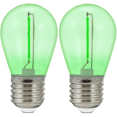 KIT 2x LED glödlampa PARTY E27/0,3W/36V grön