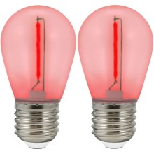 KIT 2x LED glödlampa PARTY E27/0,3W/36V röd