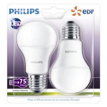 KIT 2x LED glödlampa Philips A60 E27/11W/230V 2700K