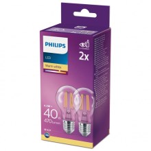 KIT 2x LED glödlampa VINTAGE Philips A60 E27/4,3W/230V 2700K