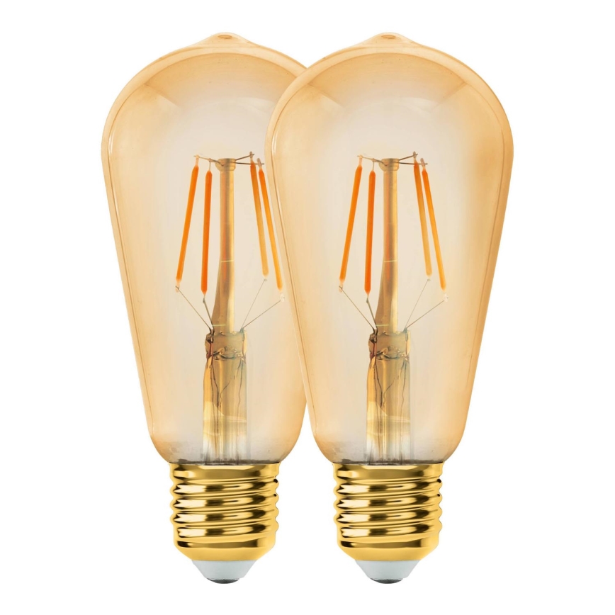 KIT 2x LED glödlampa VINTAGE ST64 E27/6W/230V 2200K - Eglo 11783