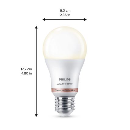 KIT 2x LED Ljusreglerad glödlampa Philips A60 E27/8W/230V Wi-Fi