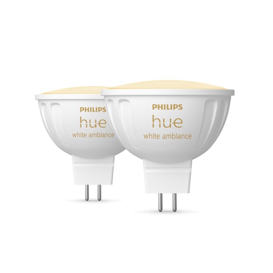 KIT 2x LED Ljusreglerad glödlampa Philips Hue White Ambiance GU5,3/MR16/5,1W/12V 2200-6500K