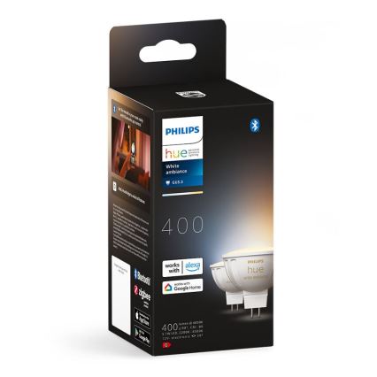 KIT 2x LED Ljusreglerad glödlampa Philips Hue White Ambiance GU5,3/MR16/5,1W/12V 2200-6500K