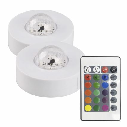 KIT 2x LED RGB Ljusreglerad dekorativ belysning FESTA 3xAAA/4,5V + fjärrkontroll