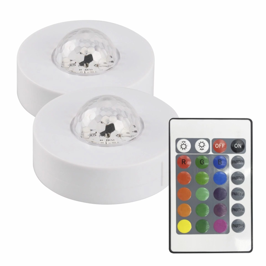 KIT 2x LED RGB Ljusreglerad dekorativ belysning FESTA 3xAAA/4,5V + fjärrkontroll