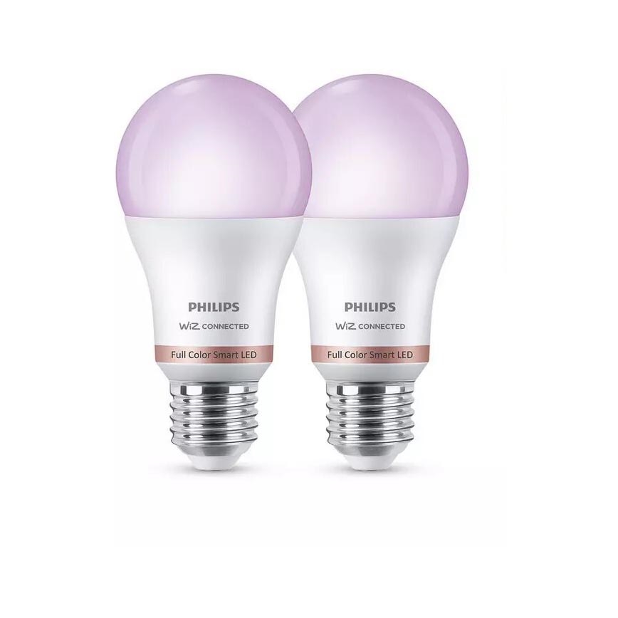 KIT 2x LED RGB dimbar glödlampa Philips A60 E27/8W/230V Wi-Fi