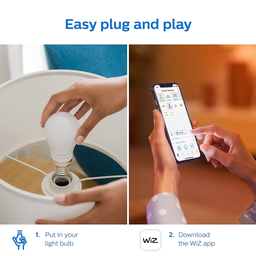 KIT 2x LED RGB dimbar glödlampa Philips A60 E27/8W/230V Wi-Fi