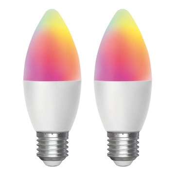 KIT 2x LED RGBW dimbar lampa MESH Smart C37 E27/6,5W/230V 2700-6500K + fjärrkontroll - Aigostar