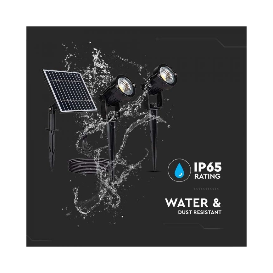 KIT 2x LED utomhus solcellslampa 2xLED/1,2W/3,7V IP65 3000K