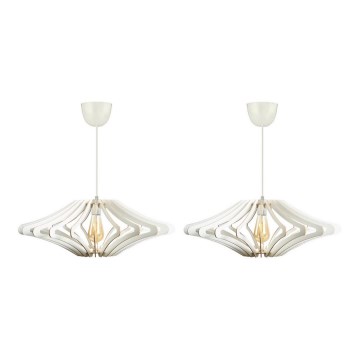 KIT 2x Ljuskrona med textilsladd 1xE27/60W/230V vit diameter 47 cm