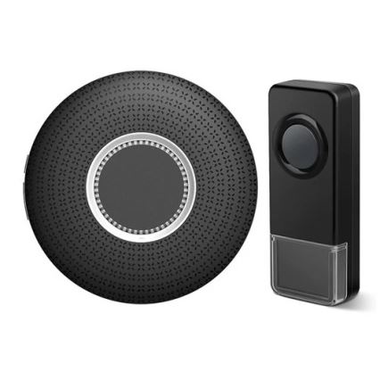 KIT 2x Plugin trådlös dörrklocka 230V 1xA23 IP55 svart