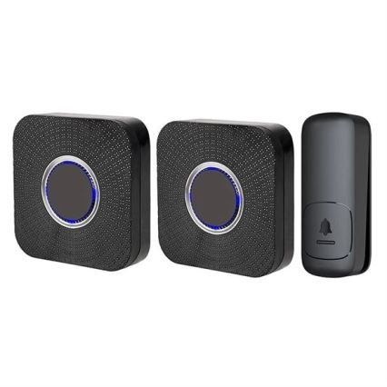 KIT 2x Plugin trådlös dörrklocka kinetisk 230V svart