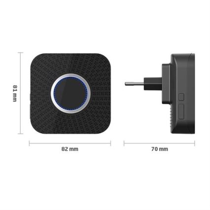 KIT 2x Plugin trådlös dörrklocka kinetisk 230V svart