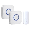 KIT 2x Plugin trådlös dörrklocka kinetisk 230V vit