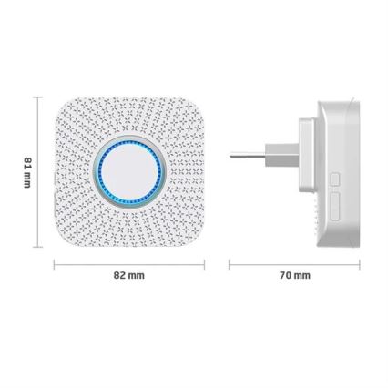 KIT 2x Plugin trådlös dörrklocka kinetisk 230V vit