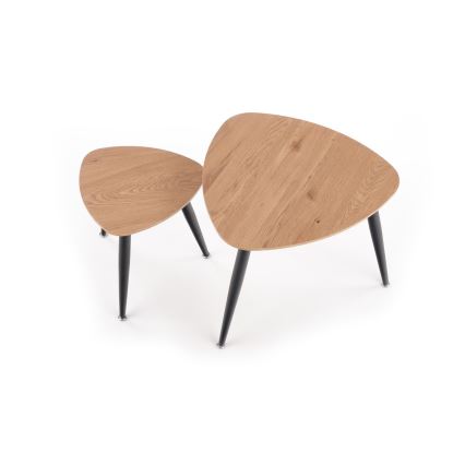 KIT 2x Sidobord NICEA diameter 40/60 cm gyllene ek/svart