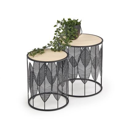 KIT 2x Soffbord FOLLA diameter 33/40 cm svart