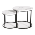 KIT 2x Soffbord OREO diameter 43/53 cm svart/marmordekor