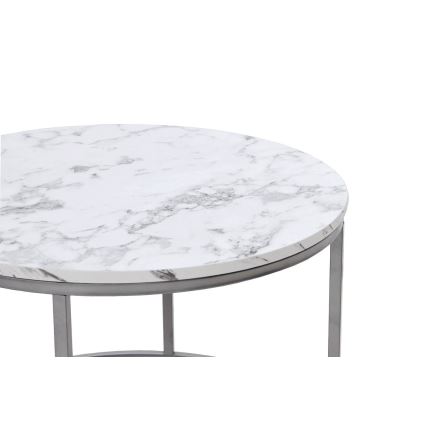 KIT 2x Soffbord PAOLA diameter 38/60 cm grå/marmordekor