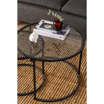 KIT 2x Soffbord TOKYO diameter 42/60 cm svart